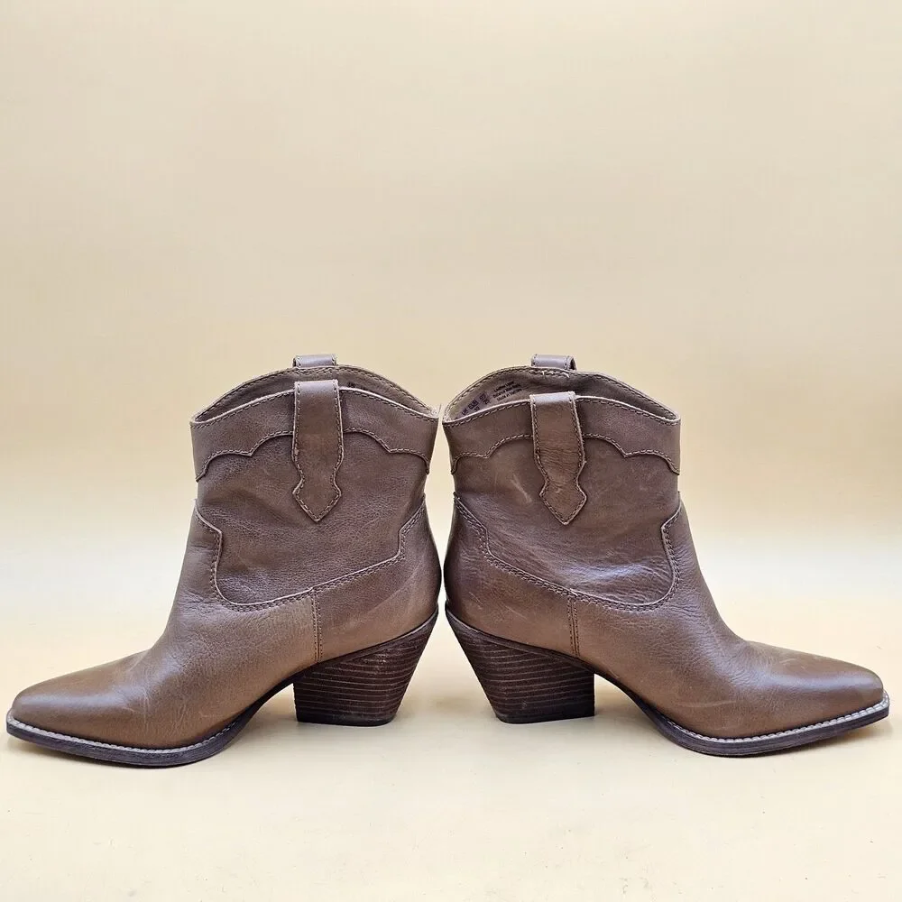 New Womens Zodiac Roslyn Brown Leather Western Ankle Cowboy Boots Size 8.5 M